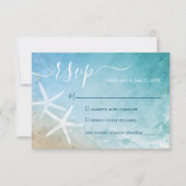 Waterverf Starfish Elegant Beach Wedding RSVP Kaartje (Voorkant)