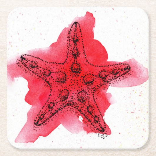 Waterverf Starfish Kartonnen Onderzetters (Voorkant)
