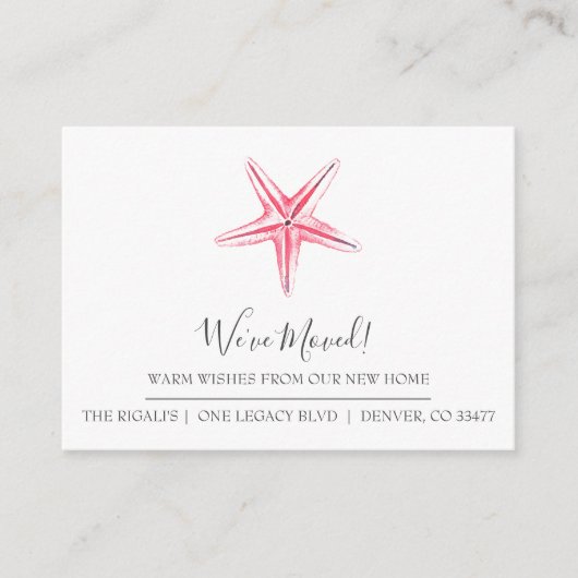 Waterverf Starfish New Home Moving Announge Informatiekaartje (Voorkant)