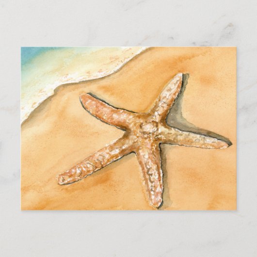 Waterverf Starfish op strand Briefkaart (Voorkant)