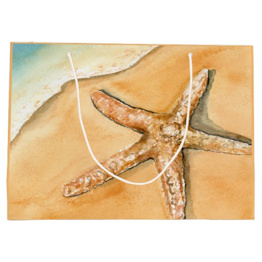 Waterverf Starfish op strand Groot Cadeauzakje (Achterkant)