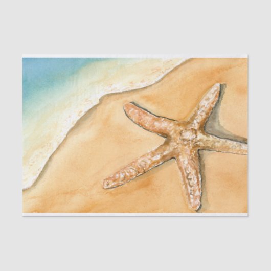 Waterverf Starfish op strand Tissuepapier (Voorkant)