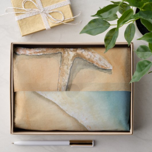 Waterverf Starfish op strand Tissuepapier (Geschenk)