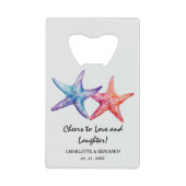 Waterverf Starfish strand bruiloft gunst Creditkaart Flessenopener (Voorkant)