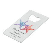 Waterverf Starfish strand bruiloft gunst Creditkaart Flessenopener (Voorkant Gekanteld)