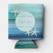 Waterverf Starfish Vakantiehuis Drink Hugger Blikjeskoeler (Voorkant)