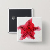 Waterverf Starfish Vierkante Button 5,1 Cm (Voorkant /achterkant)