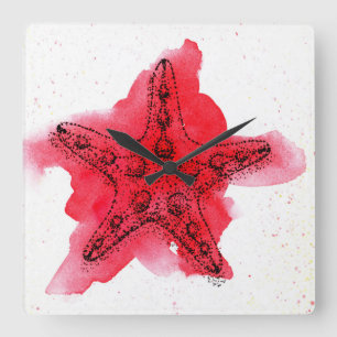 Waterverf Starfish Vierkante Klok
