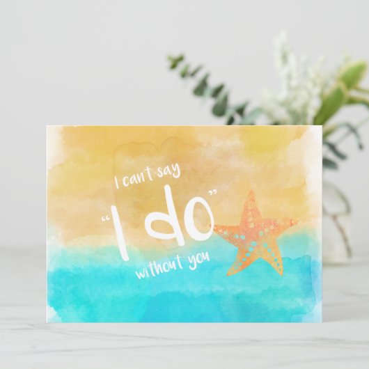 Waterverf Starfish word mijn Bridesmaid Kaart (Staand voorkant)