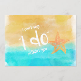 Waterverf Starfish word mijn Bridesmaid Kaart