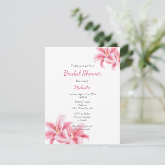 Waterverf Stargazer Lilies Kaart (Staand voorkant)