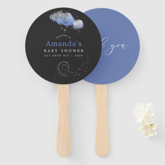 Waterverf Stars Night Sky Baby shower Handwaaier (Voorkant en achterkant)