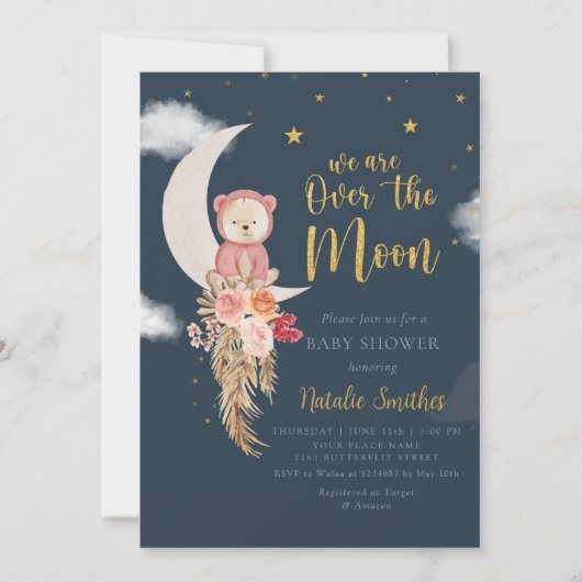 Waterverf stars wolken over het Baby shower van de Kaart (Voorkant)