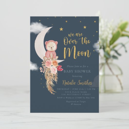 Waterverf stars wolken over het Baby shower van de Kaart (Staand voorkant)