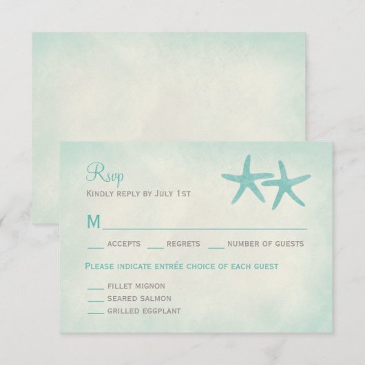 Waterverf Startvis bruiloft RSVP/reactiekaart RSVP Kaartje (Voorkant / Achterkant)