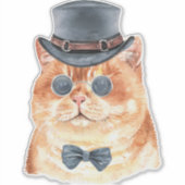 Waterverf Steampunk Kat Sticker (Voorkant)
