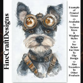 Waterverf Steampunk Schnauzer Dog CC8 Decoupage Tissuepapier
