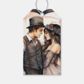 Waterverf stel romantisch hart vintage cadeaulabel (Voorkant)