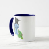 Waterverf Stellar Jay, Bird, Natuur Collectie Mok (Voorkant links)