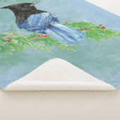 Waterverf Stellar Jay Bird Wildlife Art Sherpa Deken (3/4)