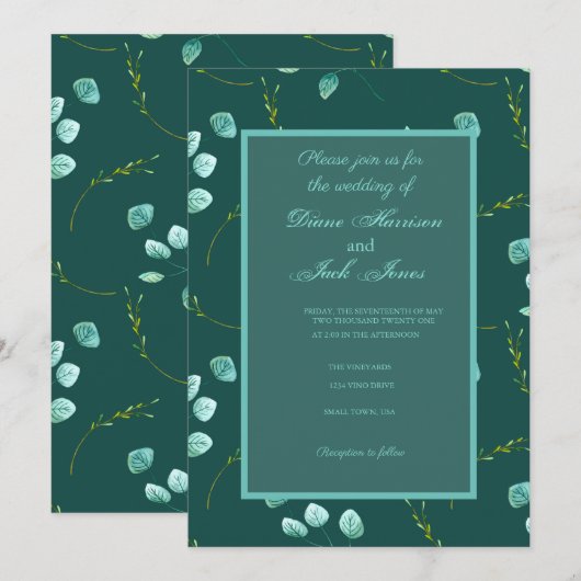 Waterverf Stems Wedding Kaart (Voorkant / Achterkant)