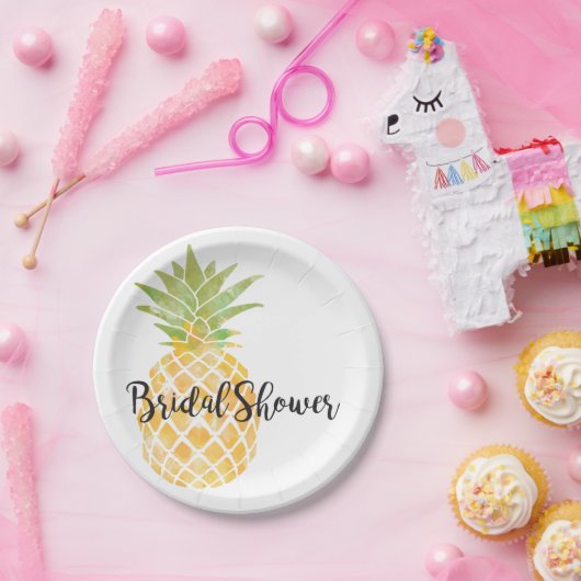 Waterverf stencil ananas | VRIJGEZELLENFEEST Papieren Bordje (Feest)