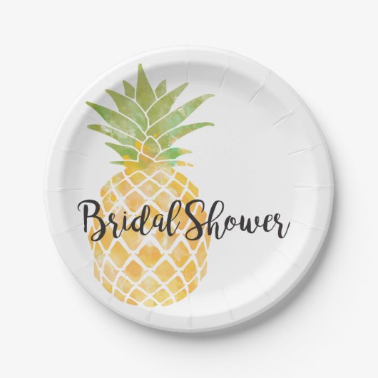 Waterverf stencil ananas | VRIJGEZELLENFEEST Papieren Bordje (Voorkant)