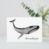 Waterverf stencil blauwe vinvis bedankkaart (Staand voorkant)