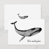 Waterverf stencil blauwe vinvis bedankkaart (Voorkant / Achterkant)