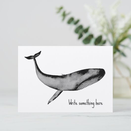 Waterverf stencil blauwe vinvis bedankkaart (Staand voorkant)