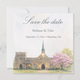 Waterverf Stenen Kapel Lente Save the Date Kaart