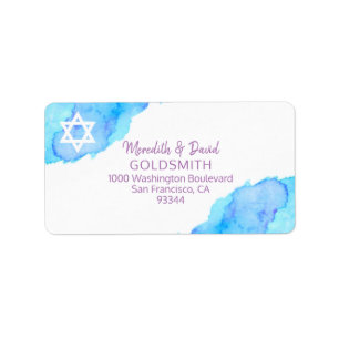 Waterverf Ster van David Bat Mitzvah Return RSVP Etiket