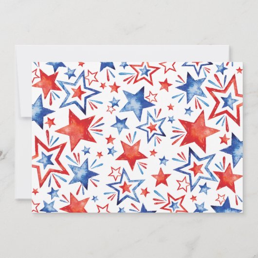 Waterverf Sterren 4 juli Uitnodiging (Achterkant)