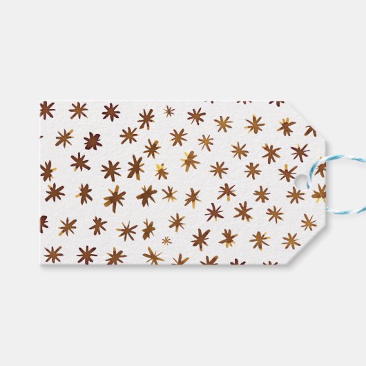 Waterverf sterren - ambergeel cadeaulabel (Voorkant (Horizontaal))