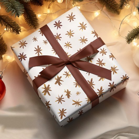 Waterverf sterren - ambergeel inpakpapier vel