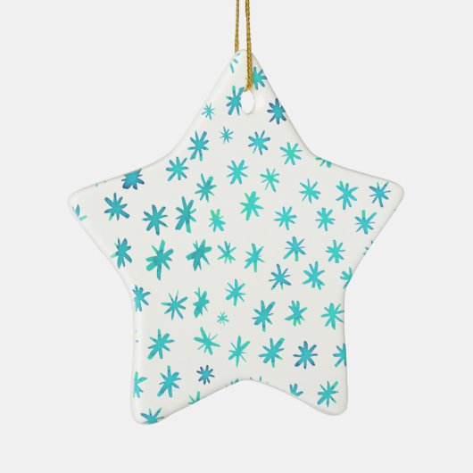 Waterverf sterren - aqua keramisch ornament (Rechts)