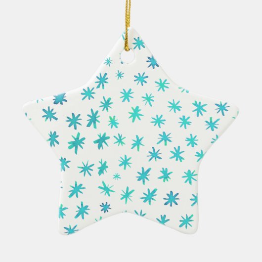 Waterverf sterren - aqua keramisch ornament (Voorkant)