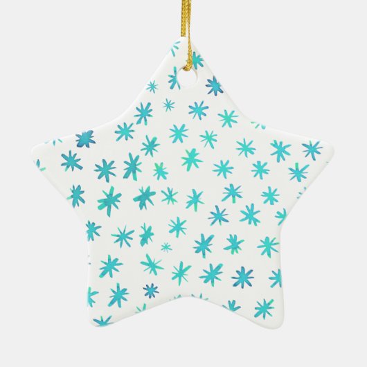 Waterverf sterren - aqua keramisch ornament (Achterkant)