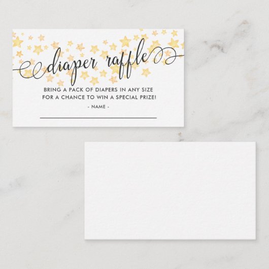 Waterverf sterren Baby shower Diaper Raffle Ticket Informatiekaartje (Voorkant / Achterkant)