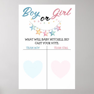 Waterverf Sterren Baby shower Geslacht Onthullen P Poster