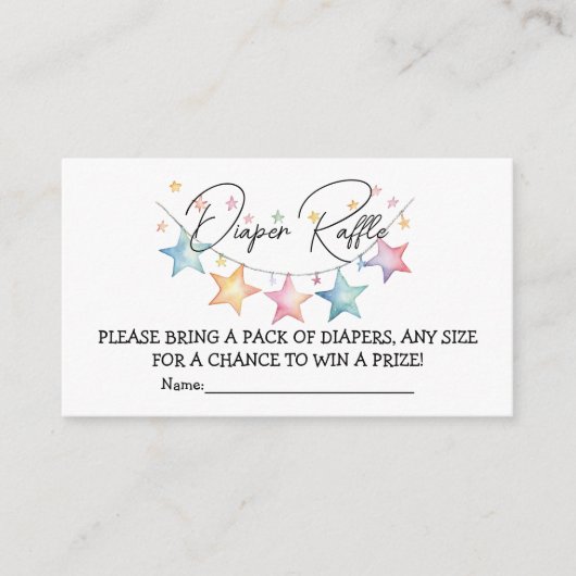 Waterverf Sterren Baby shower Luier Raffle Kaart (Voorkant)