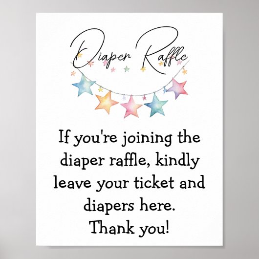 Waterverf Sterren Baby shower Luier Raffle Poster (Voorkant)