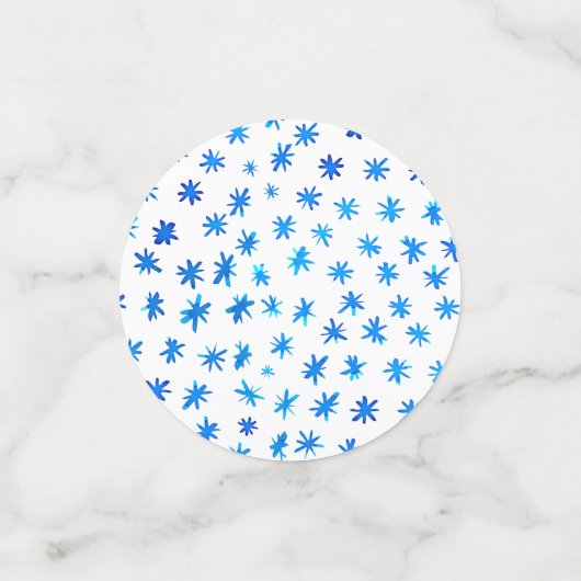 Waterverf sterren - blauw confetti (Kleine voorkant)