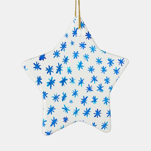 Waterverf sterren - blauw keramisch Ornament (Rechts)