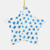 Waterverf sterren - blauw keramisch Ornament (Voorkant)