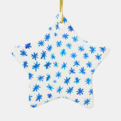 Waterverf sterren - blauw keramisch Ornament (Achterkant)