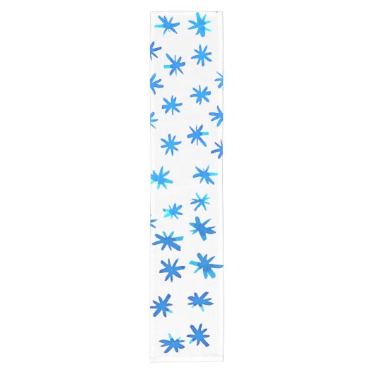 Waterverf sterren - blauw korte tafelloper (Voorkant)
