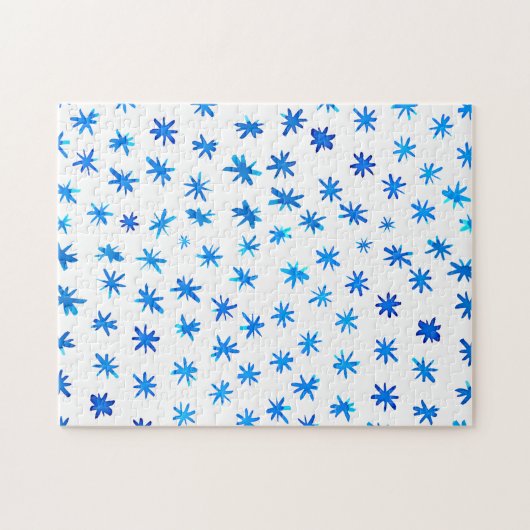 Waterverf sterren - blauw legpuzzel (Horizontaal)