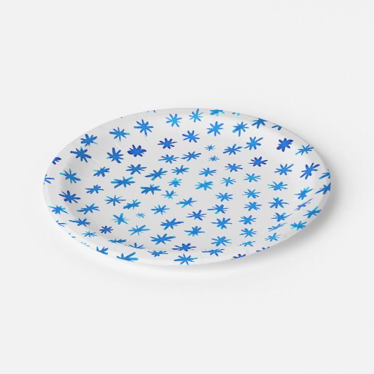 Waterverf sterren - blauw papieren bordje (Gekanteld)