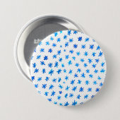 Waterverf sterren - blauw ronde button 7,6 cm (Voorkant /achterkant)
